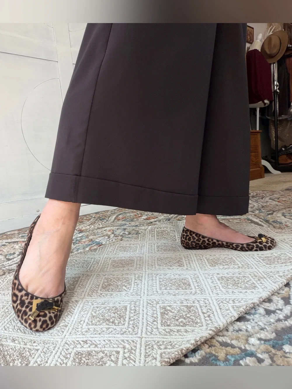 Michael Kors Leopard-Print Ballet Flats with Gold Hardware